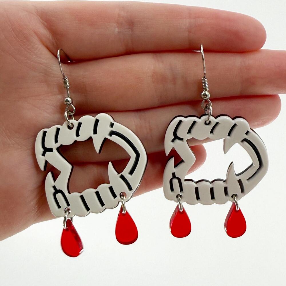 Vampire Teeth Earrings, Novelty Earrings, Halloween Horror Vampire